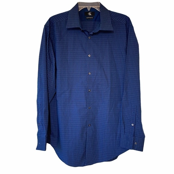Calvin Klein Other - Calvin Klein Long Sleeve Button Down Blue Plaid Shirt Sz Large